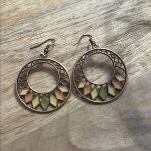 3/$10 Earrings - Bronze Geometric Pattern